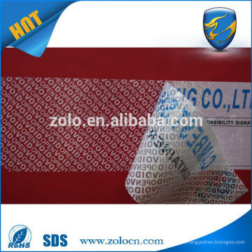 Produtos famosos feitos na China Material de PET Personalizado Shenzhen ZOLO personalizado vermelho transferência total vazio adesivo